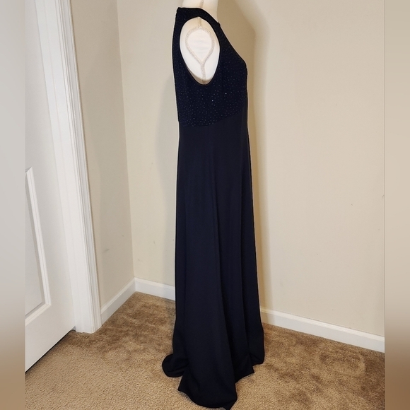 Vintage 90's Y2K Reggio Women's Navy Blue Sparkle Top Evening Gown, size 12 - Picture 5 of 10